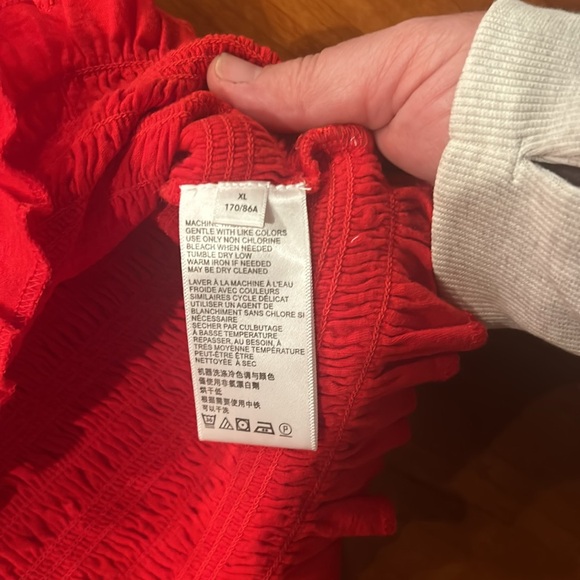 Maeve by Anthropologie Womens Smocked Pencil Skirt Red Size XL Ruffled Hem - Picture 2 of 5